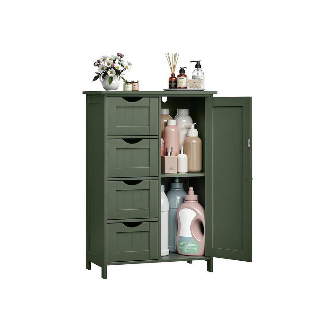 Badrumsskåp med dörr och lådor, förvaringsskåp/byrå, MDF, 55 × 30 × 82 cm