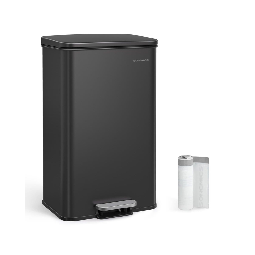 Pedaalhink 40 liter med mjukstängande lock, soptunna i stål utan innerhink, 34,8 × 32,1 × 55,7 cm