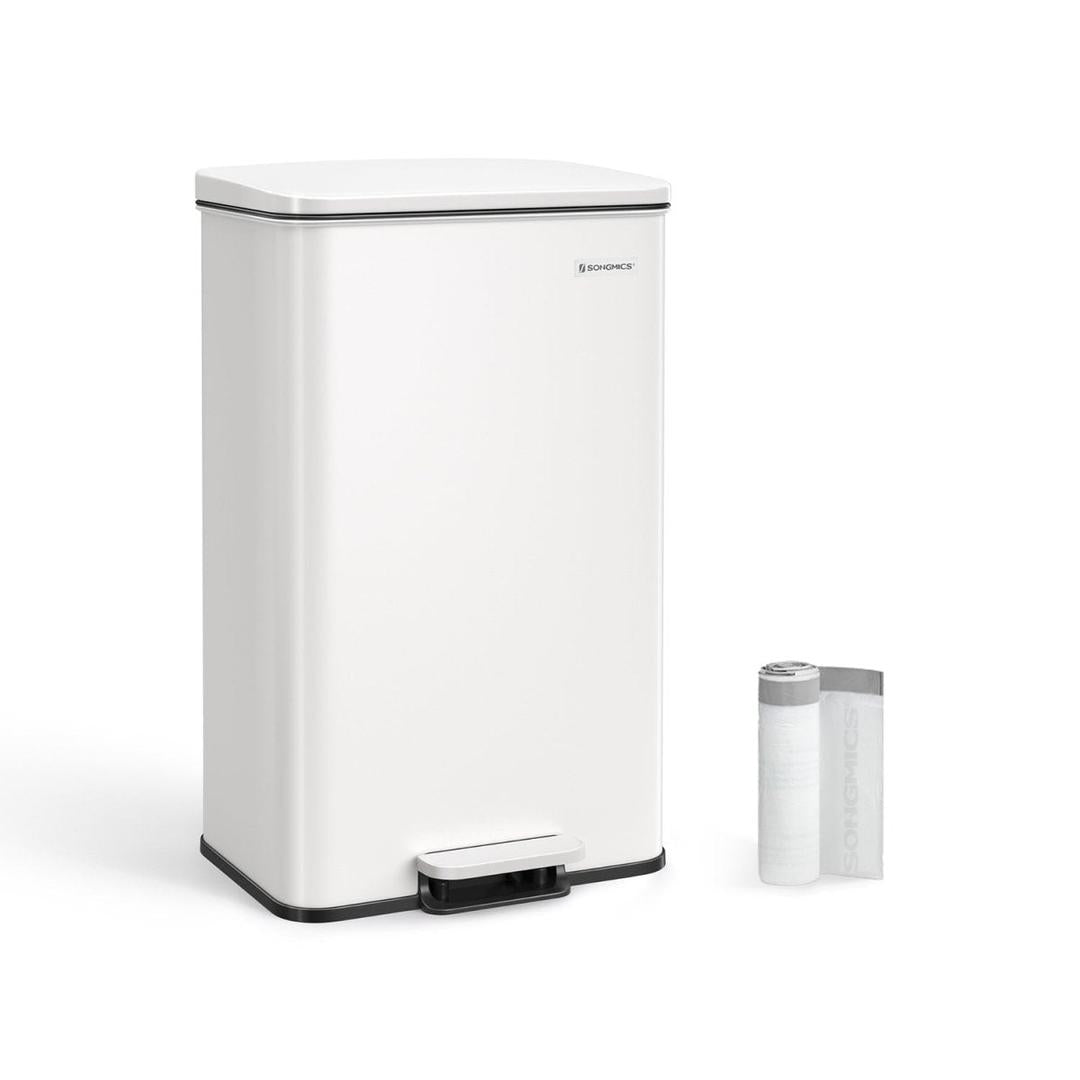 Pedaalhink 40 liter med mjukstängande lock, soptunna i stål utan innerhink, 34,8 × 32,1 × 55,7 cm